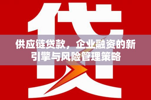 深水埗供应链贷款，企业融资的新引擎与风险管理策略